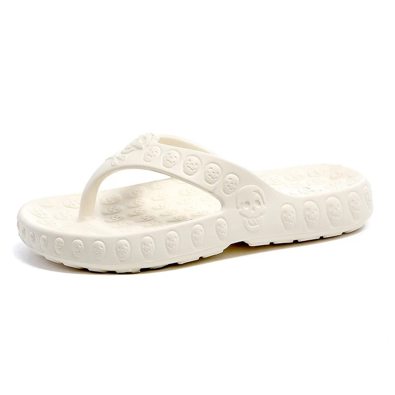 Tongs tête de mort pour hommes Crâne souriant couleur blanc