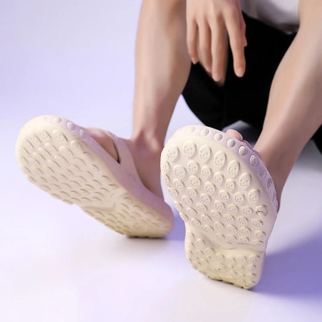 Tongs tête de mort pour hommes Crâne souriant couleur beige