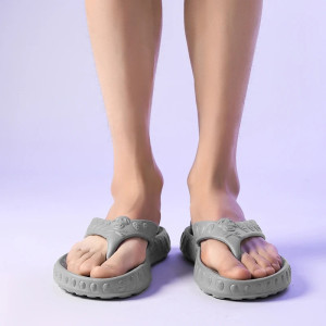 vue face des Tongs tête de mort pour hommes Crâne souriant couleur gris