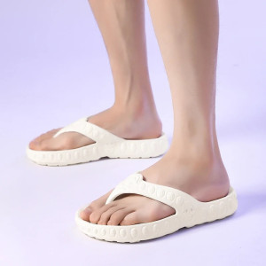 vue face des Tongs tête de mort pour hommes Crâne souriant couleur blanc