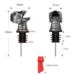 dimensiosn du Verseur et bouchon de bouteille de vin tête de mort