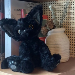 Magnifique Peluche Petit Chat Noir Gothique Tout Mignon