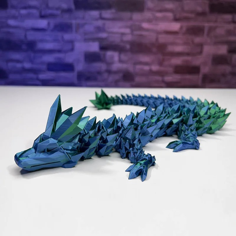 Magnifique Figurine Dragon Céleste Animé Imprression 3D Couleur Vert Bleu