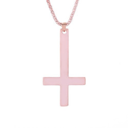 Collier Croix de saint Pierre avec pendentif couleur rose