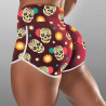 Short Yoga Gym Crânes Skull Fiesta de los Muertos pour femme couleur rouge