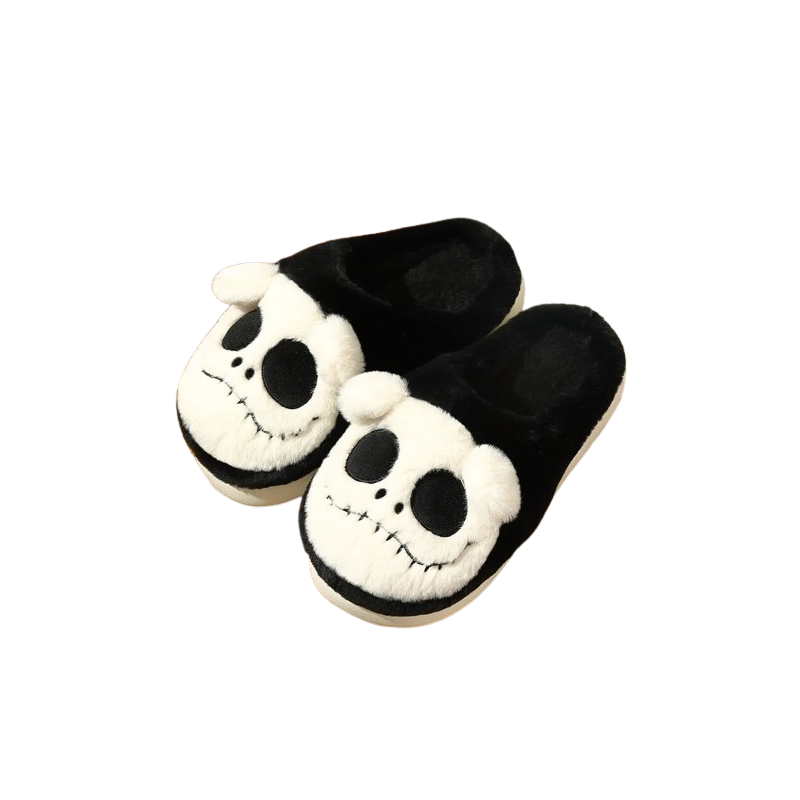 Pantouffles Tête de Mort Gothique Motif Tête de Mosntre Gentil couleur blanc