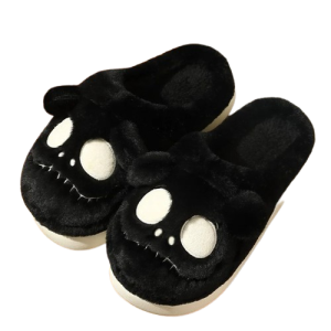 Pantouffles Tête de Mort Gothique Motif Tête de Mosntre Gentil couleur noir