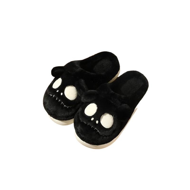 Pantouffles Tête de Mort Gothique Motif Tête de Mosntre Gentil couleur noir