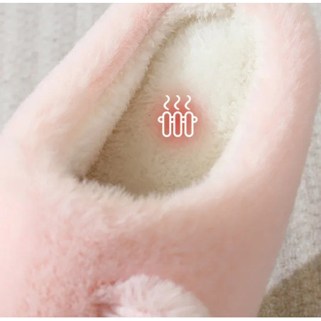 détails Pantouffles Gothique Chic Petit Chat Sorcier en peluche couleur rose