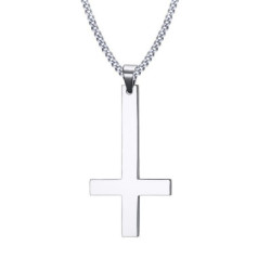 Croix anti christ en acier inoxydable avec collier metal argent