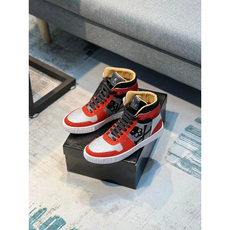 Sneakers Tête de Mort motf Skull Pirates Homme couleur rouge et blanche