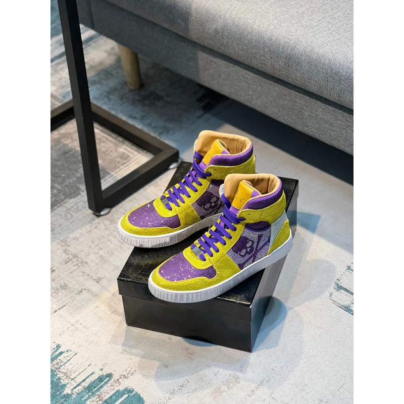 Sneakers Tête de Mort motf Skull Pirates Homme couleur jauen et violet