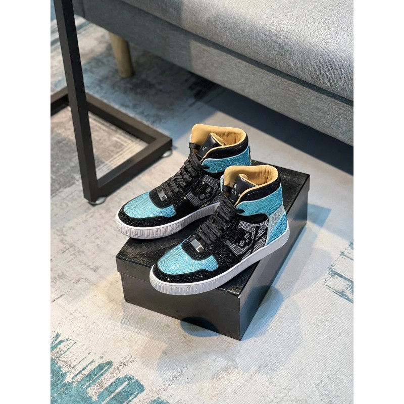 Sneakers Tête de Mort motf Skull Pirates Homme couleur bleu ciel et noir