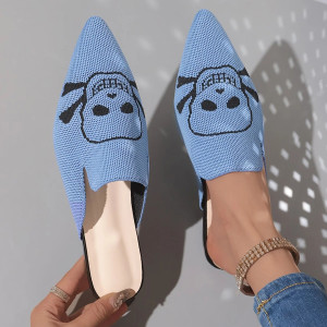 détails des Sandales Tête de Mort mofit Skull Mules à talons bas pour femmes couleur bleu