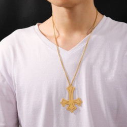 Collier gothique anti christ en acier inoxydable pour homme couleur or