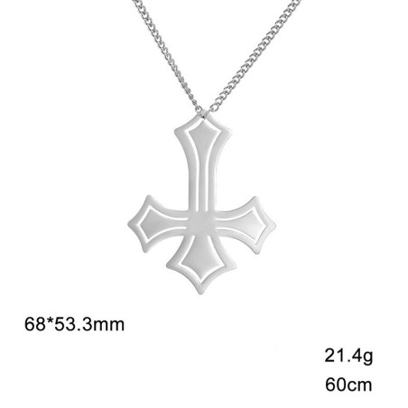 Collier gothique anti christ en acier inoxydable pour homme details