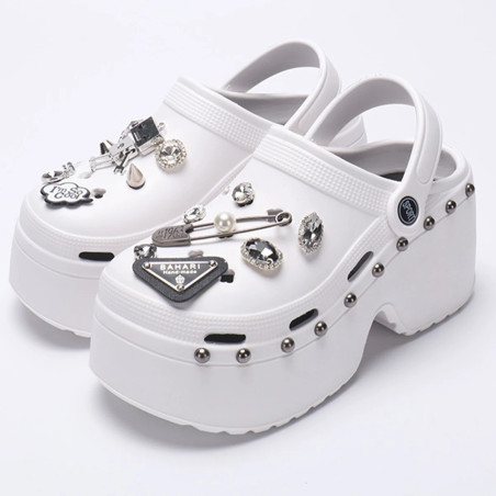 magnifique Sabots d'extérieur Gothiques Chic à plateforme pour femme couleur blanc