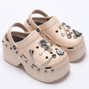 Sabots d'extérieur Gothiques Chic à plateforme pour femme - beige