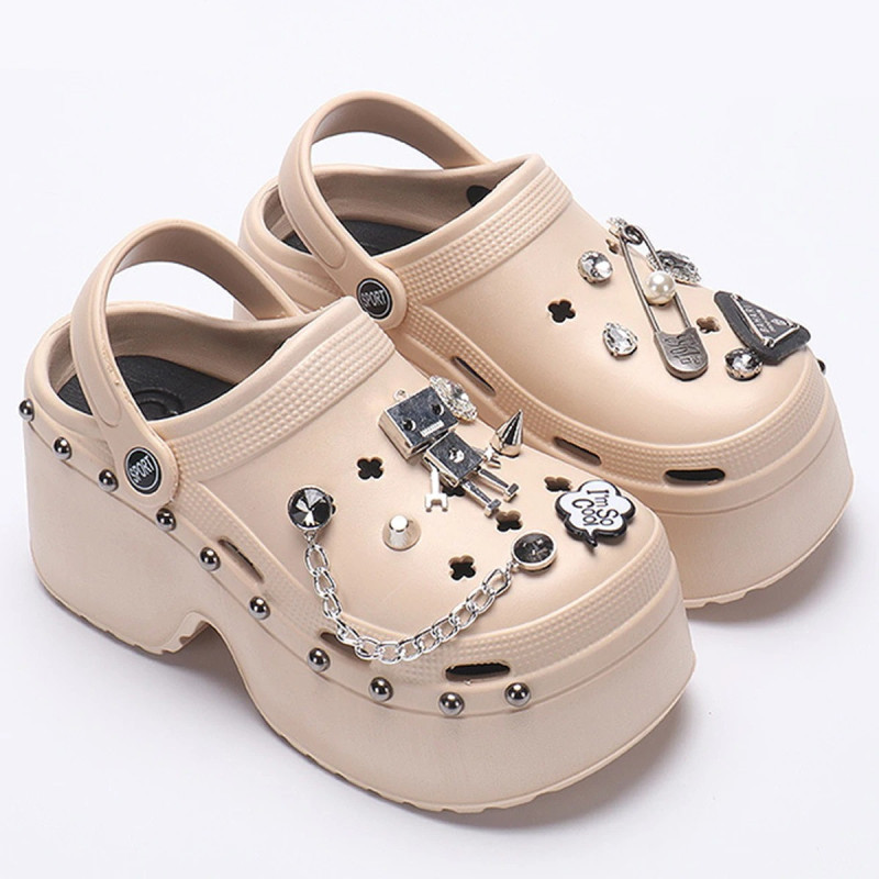Sabots d'extérieur Gothiques Chic à plateforme pour femme - beige