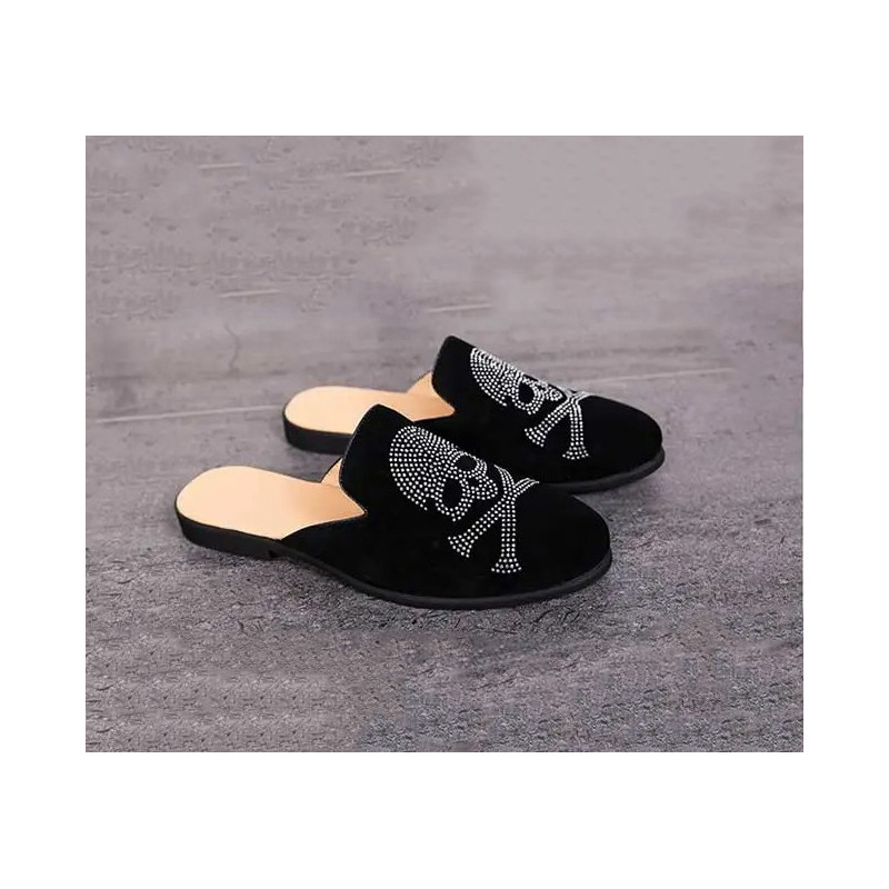détails complets des Sandales Tête de Mort mofit Skull Pirates Mules à talons bas pour hommes