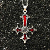 Magnifique Collier anti christ croix rouge avec pendentif