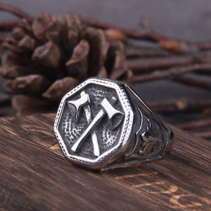 Magnifique Bague Vintage de motard Viking en acier inoxydable 316L