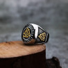 Vue côté de la Bague Viking pour homme couleur or argent acier inoxydable