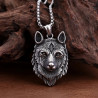 Collier Viking tête de loup en acier inoxydable