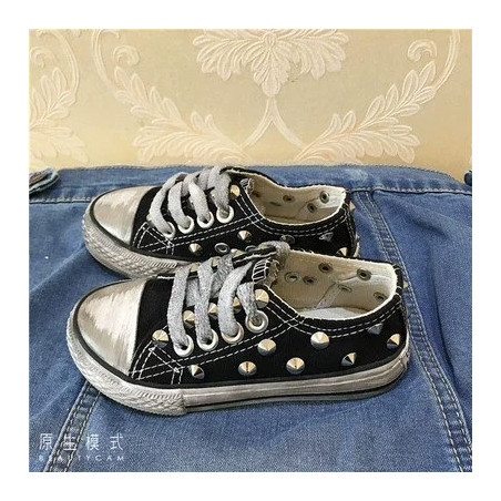 Magnifiques Baskets montantes en toile Punk Rock Metal avec Clous pour homme et femme