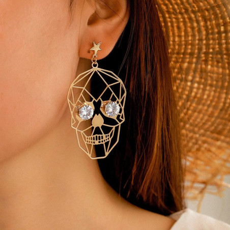 détais des Boucles d'Oreilles Tête de Mort Diamants