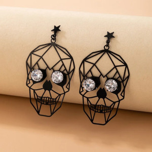 Boucles d'Oreilles Tête de Mort Diamants couleur noir