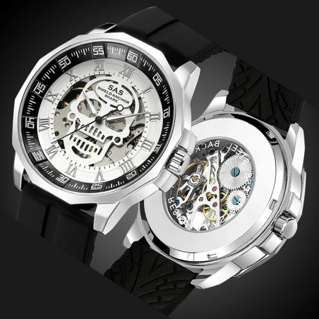 Détails Montre Tête de mort rétro classique en acier inoxydable