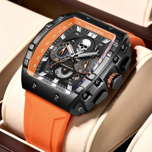 Montre Tête de Mort Crâne Souriant couleur orange