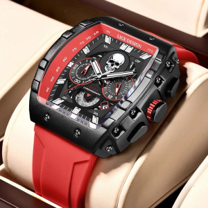 Montre Tête de Mort Crâne Souriant couleur rouge
