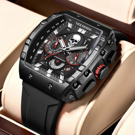 Montre Tête de Mort Crâne Souriant couleur noir