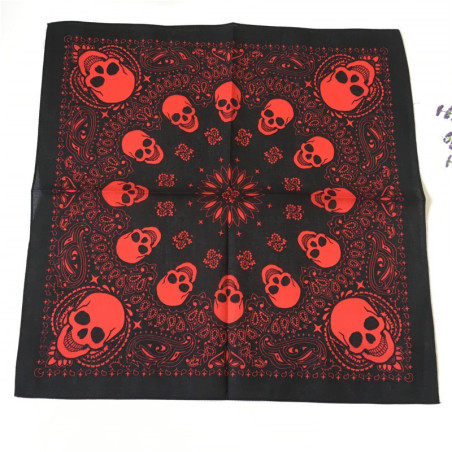 Bandana tête de mort crâne en coton crâne rieur rouge