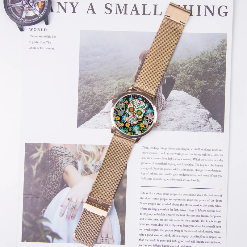 Montre Tête de Mort Crane Mexicain Fleuri Modèle 3
