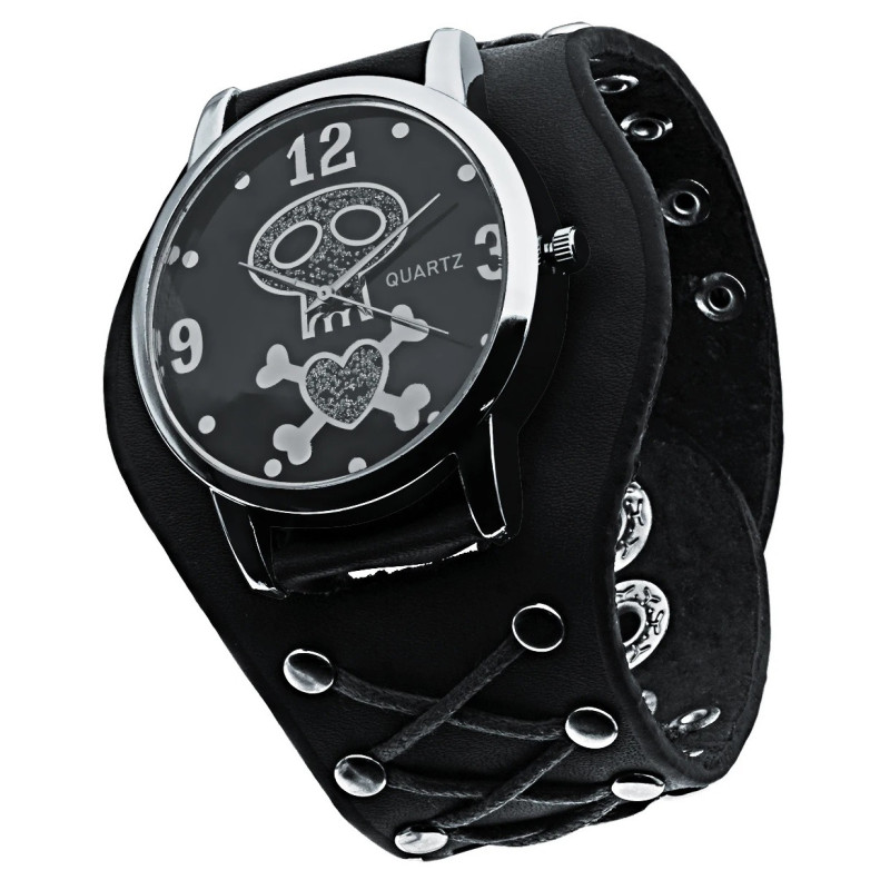 Montre Tête de Mort Pirate Montre à Quartz en Cuir Modèle 2