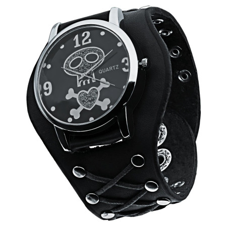 Montre Tête de Mort Pirate Montre à Quartz en Cuir Modèle 2