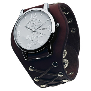 Montre Tête de Mort Pirate Montre à Quartz en Cuir Modèle 3