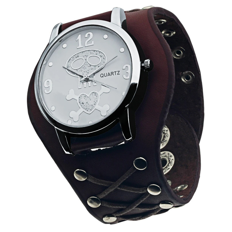 Montre Tête de Mort Pirate Montre à Quartz en Cuir Modèle 3