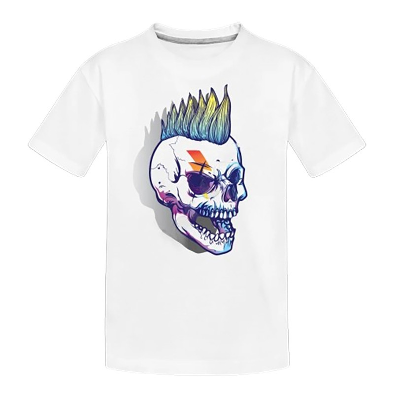 Blance Tshirt Motard tête de mort imprimé Lucky 13