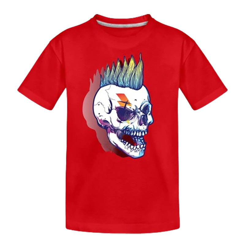 Rouge Tshirt Motard tête de mort imprimé Lucky 13