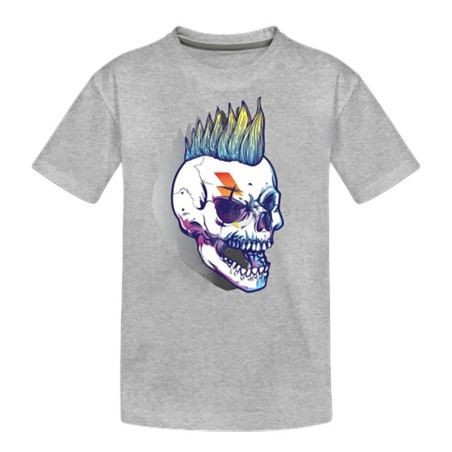 Gris Tshirt Motard tête de mort imprimé Lucky 13