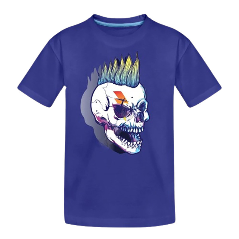Blue Tshirt Motard tête de mort imprimé Lucky 13