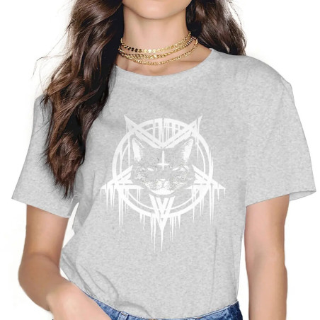 T-shirt Mystique Chat Gothique couleur Gris