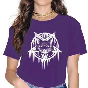T-shirt Mystique Chat Gothique couleur Violet