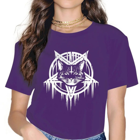 T-shirt Mystique Chat Gothique couleur Violet