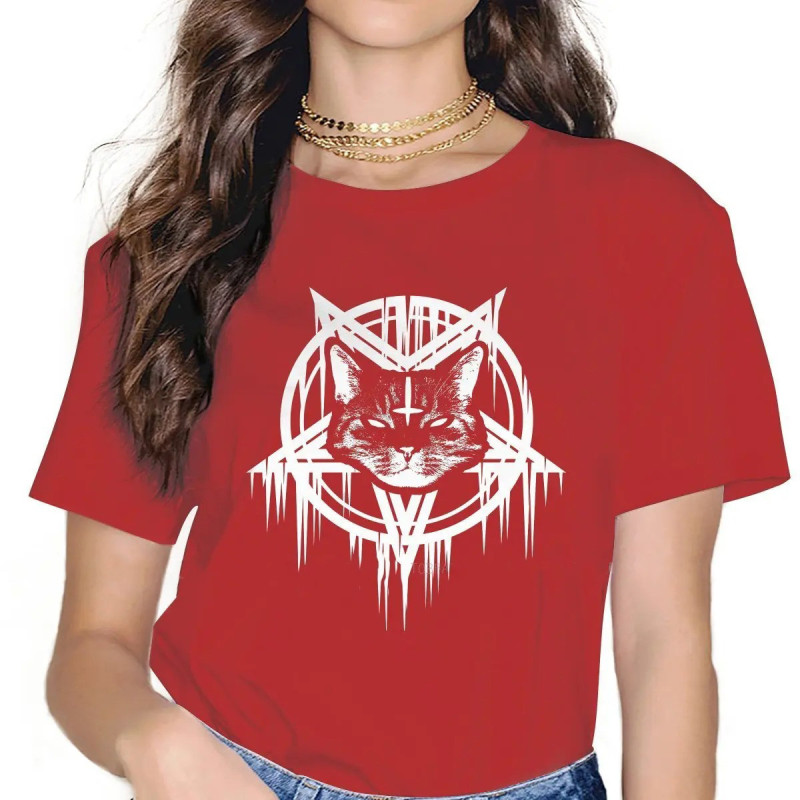 T-shirt Mystique Chat Gothique couleur Rouge