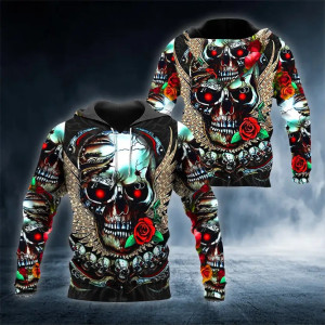 Model 2 Sweat Homme Tête de Mort 3D - 6 modèles au choix  !